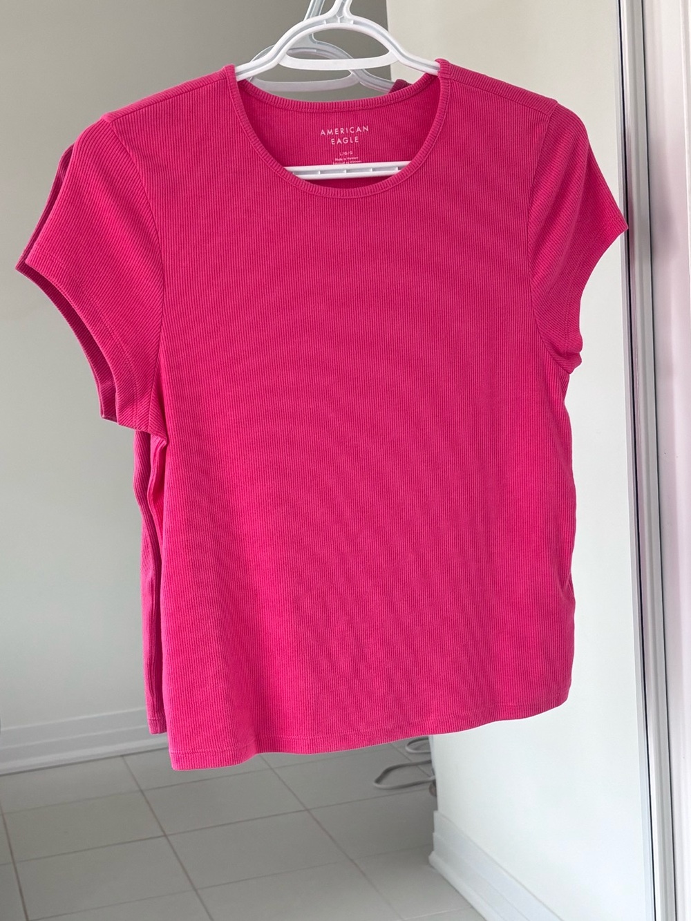American Eagle Outfitters Pink Fitted Crop Ribbed Baby Tee